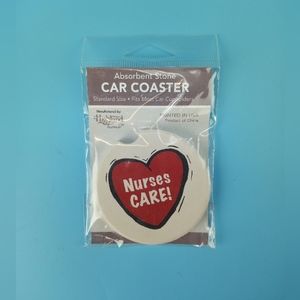 Highland Home Absorbent Stone Car Coaster " Nurses "  Red Heart 1 Pk New